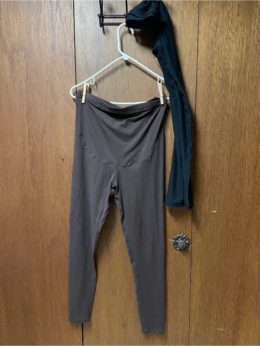 Women’s Maternity High-Waist Stretch Leggings — Brown and identical black PAIR